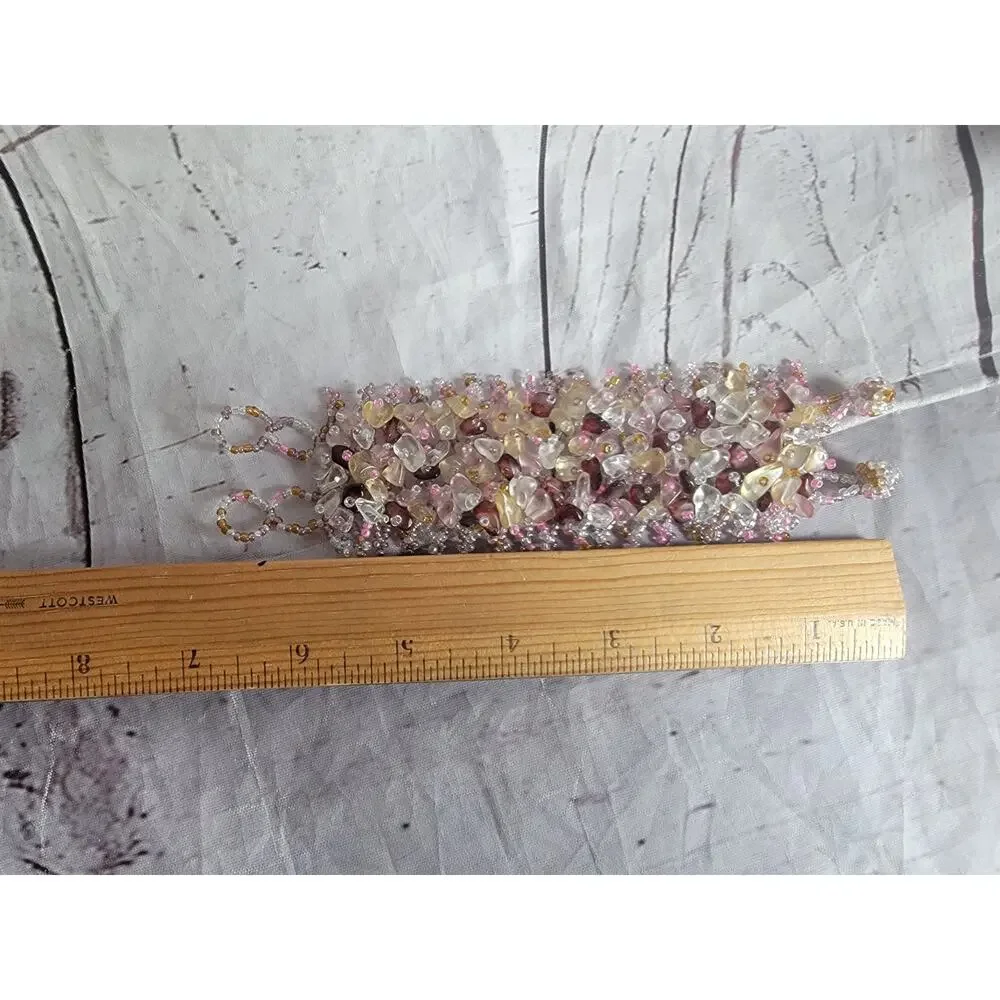 multi-colored beaded bracelet blend of pink purple Clear Yellow Beads